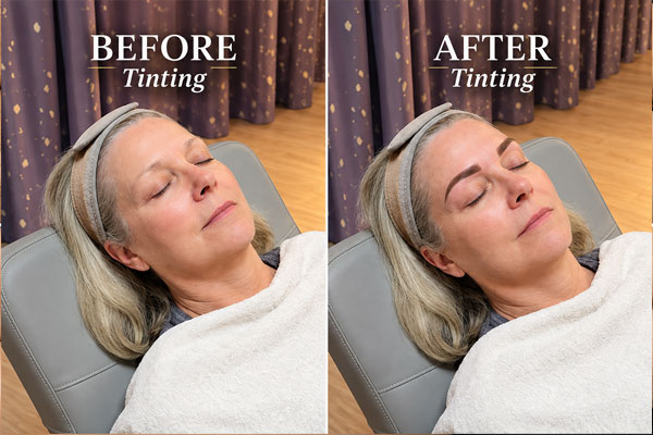 Eyebrow tinting and styling with precision spoolie brush